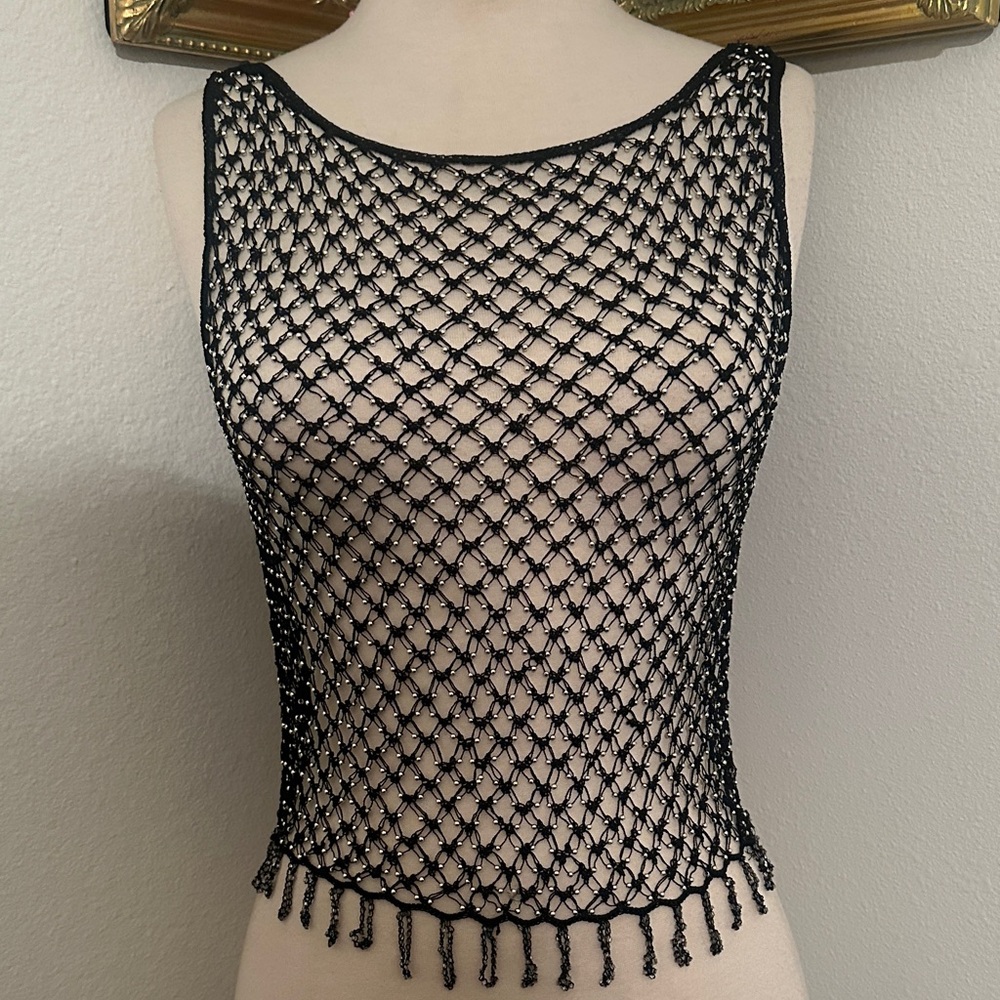Black Fishnet Sleeveless Top
